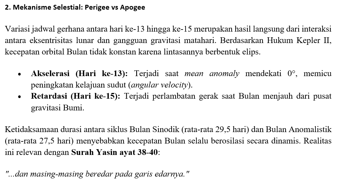 Mekanisme Selestial Perigee vs Apogee